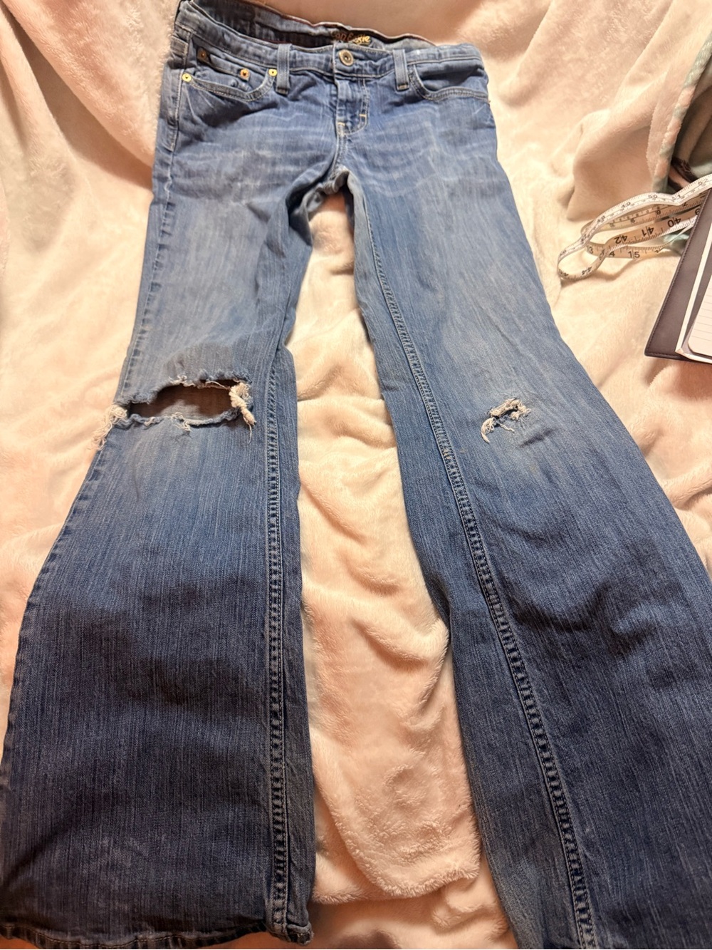 American Eagle Outfitters Light Blue Distressed Flare Jeans
